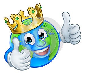 King Gold Crown Earth Globe World Cartoon Mascot