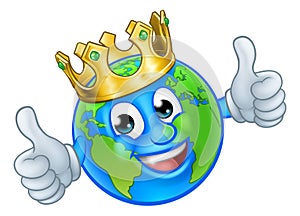 King Gold Crown Earth Globe World Cartoon Mascot