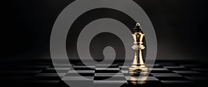 King golden chess standing on chess board concept of business strategic plan photo