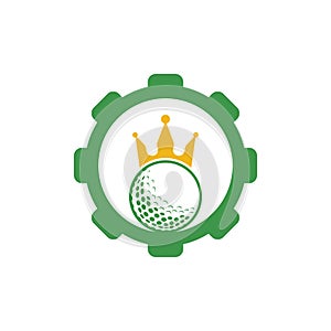 King golf gear shape concept vector logo design.