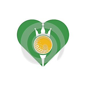 King golf heart shape concept vector logo design.