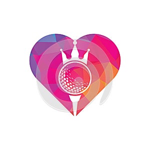 King golf heart shape concept vector logo design.