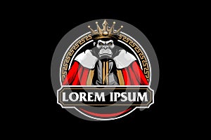 King gorilla cartoon character vector image logo template