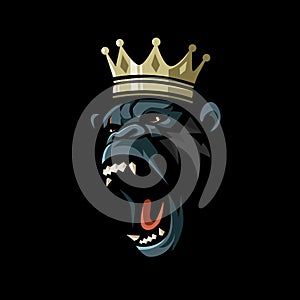 King gorilla kong roaring mascot logo