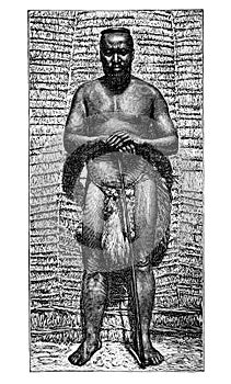 King Goza, African Bantu People. History and Culture of Africa. Antique Vintage Illustration. 19th Century. photo