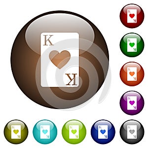 King of hearts card color glass buttons