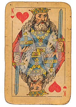 King of Hearts old grunge soviet style playing card
