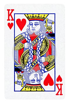 King of Hearts playing card - isolated on white