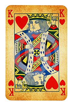 King of Hearts Vintage playing card isolated on white
