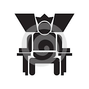 King in his throne icon vector sign and symbol isolated on white background, King in his throne logo concept