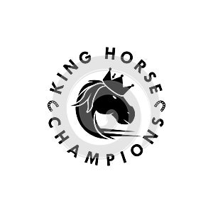 King horse logo design template vector