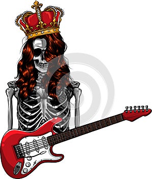 king human skeleton playing on electric guitar