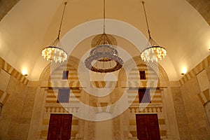 King Hussein Bin Talal mosque in Amman (at night), Jordan