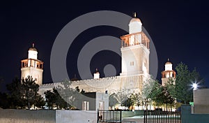 King Hussein Bin Talal mosque in Amman (at night), Jordan