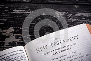 King James BIble open to the beginning of the New Testament photo