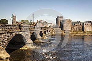 King John`s Castle and Thomond Bridge, Limerick. Ireland