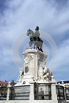 King Joseph statue at the commerce square, Lisbon, Portugal