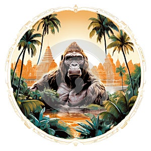 King Kong against a tropical background