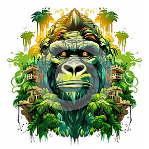 King Kong against a tropical background