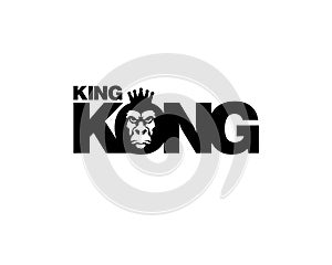 King kong wordmark with gorilla ape face wearing a crown