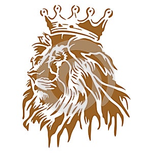 King Lion Face Printable Vector Stencil Art