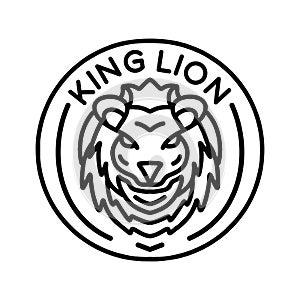 King Lion Monoline Logo Vector Graphic Design illustration Vintage Badge Emblem Symbol and Icon