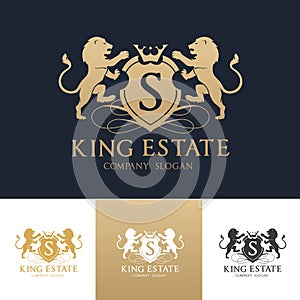 King lion real estate logo template photo