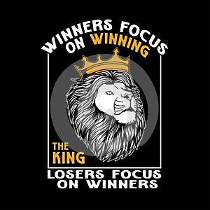 King lion wearing crown with quotes vector illustration