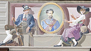 King Louis II Fresco on House, Bavaria