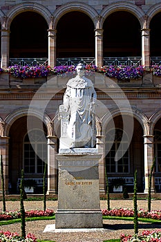 The King Ludwig marble statue in the spa gardens, and in front of the arcades in Bad Kissingen