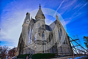 King Memorial Chapel at Cornell College in Mount Vernon IA under renovation