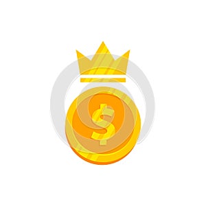 king money logo vector design. money coin with crown icon illustration