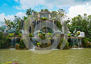 King of Nagas,Serpent or Great Naga.The serpent on the waterfall