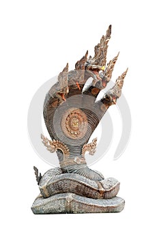 King of nagas / serpent statue on white background