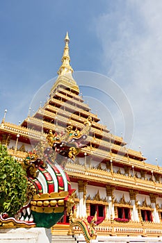 King of nagas statue with pagoda in the old temple