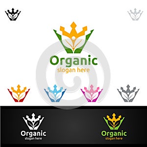 King Natural and Organic Logo design for Herbal, Ecology, Health, Yoga, Food, or Farm Concept