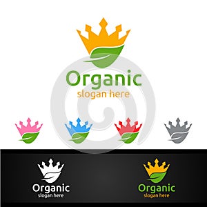 King Natural and Organic Logo design for Herbal, Ecology, Health, Yoga, Food, or Farm Concept