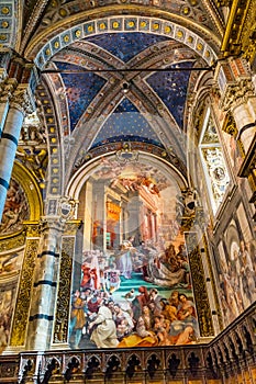 King Nobles Painting Nave Cathedral Church Siena Italy. photo