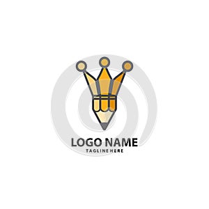 king pencil logo design vector
