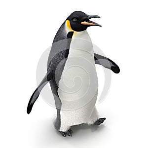 King penguin isolated on white. 3D illustration