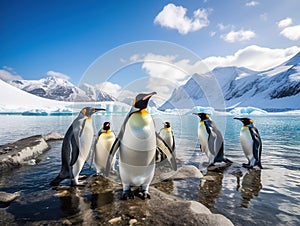 King Penguins in an Icy Bay