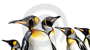 King penguins isolated on white background. Generative Ai