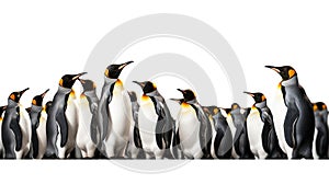 King penguins isolated on white background. Generative Ai