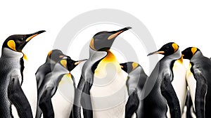 King penguins isolated on white background. Generative Ai