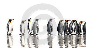 King penguins isolated on white background. Generative Ai