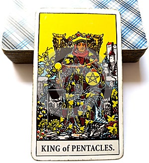 King of Pentacles Tarot Card Wealth Midas Touch Luxury Business Empire Successful Business Master Qualifications M