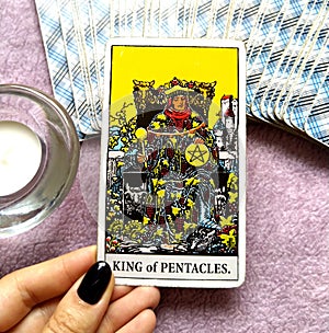 King of Pentacles Tarot Card Wealth Midas Touch Luxury Business Empire Successful Business Master Qualifications M