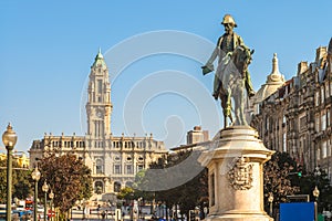 King Peter IV statue at Liberdade Square, Porto photo