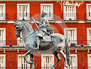King Philip III Equestrian Statue Plaza Mayor Madrid Spain photo