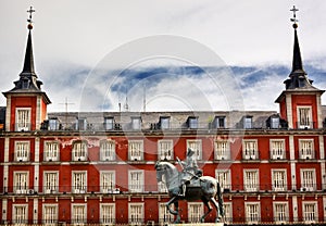King Philip III Equestrian Statue Plaza Mayor Madrid Spain